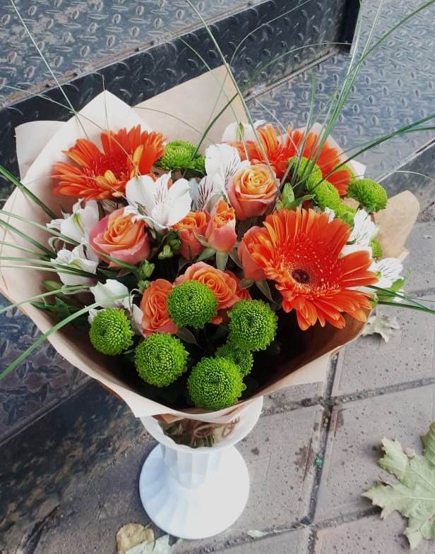 Букет цветов из: Герберы, Хризантемы, Альстромерии и Розы в Покровке Воронежской области