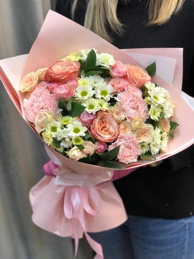 Букет цветов из: Гвоздики, Розы и Хризантемы в Покровке Воронежской области