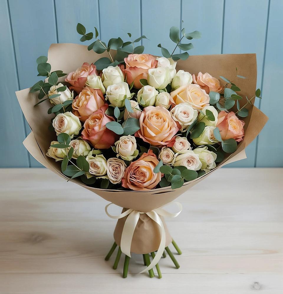 Букет цветов из: Альстромерии и Розы в Покровке Воронежской области