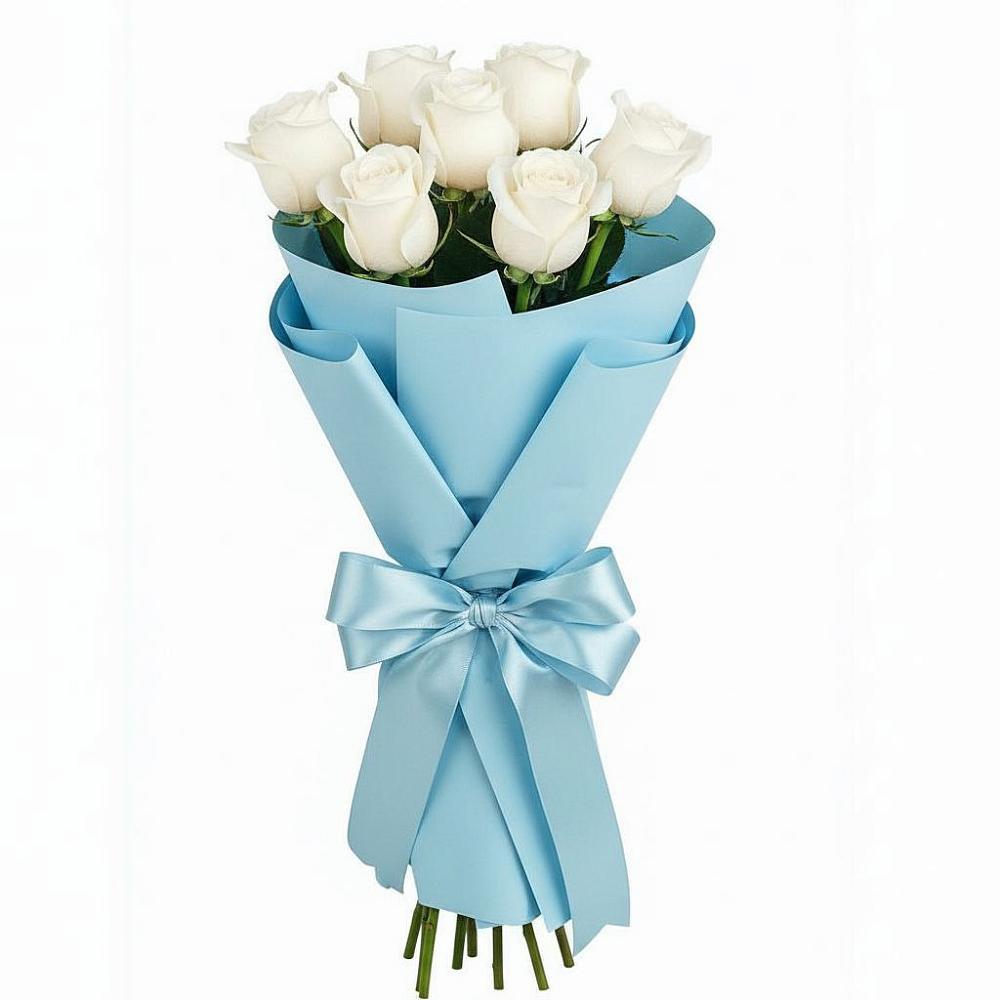 Букет 7 белых роз Проуд в Покровке Воронежской области