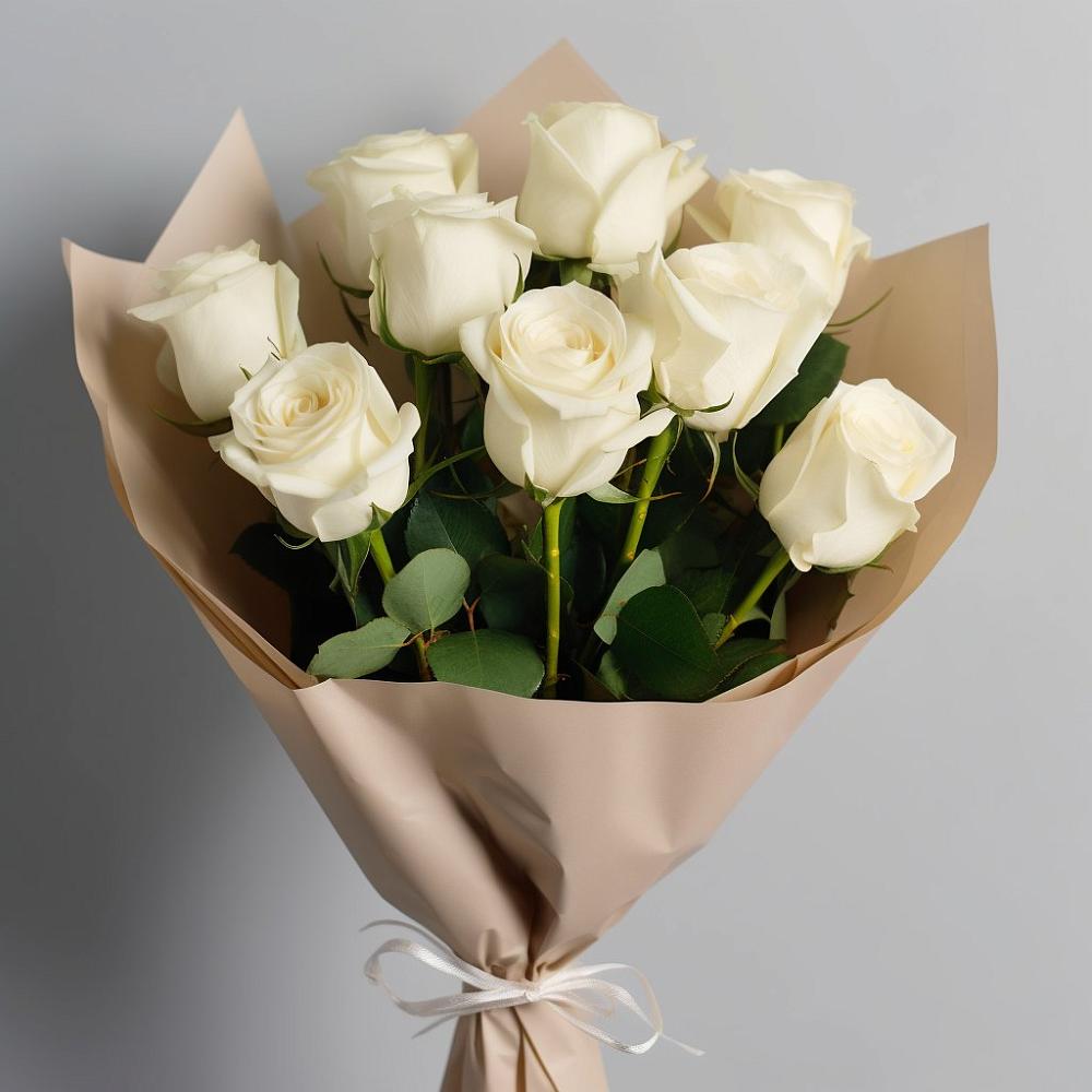 Букет 9 Белых роз Эдлесс Лав в Покровке Воронежской области