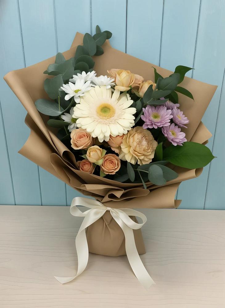 Букет цветов из: Герберы и Хризантемы в Покровке Воронежской области