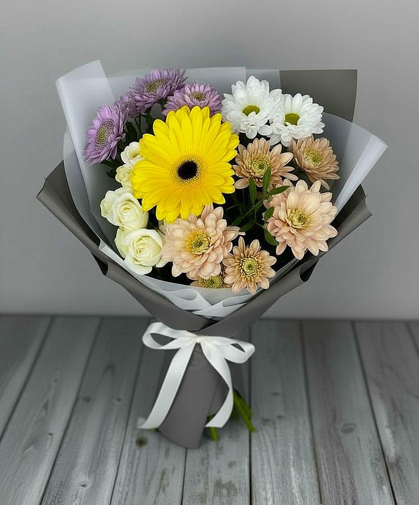 Букет цветов из: Розы, Герберы и Хризантемы в Покровке Воронежской области