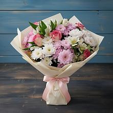 Букет цветов из:  Хризантемы, Альстромерии и Розы в Покровке Воронежской области