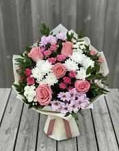 Букет цветов из:  Альстромерии, Гвоздики, Розы и Хризантемы в Покровке Воронежской области