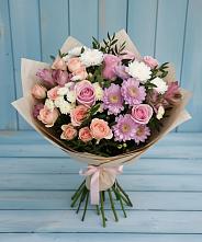 Букет цветов из:  Хризантемы, Розы и Альстромерии в Покровке Воронежской области