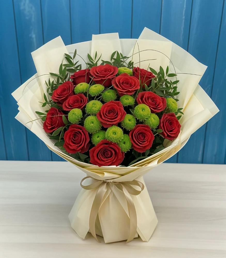 Букет цветов из: Розы и Хризантемы в Покровке Воронежской области