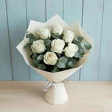 Букет Белые розы в Эвкалипте #REPLACE_PRED# Покровке Воронежской области