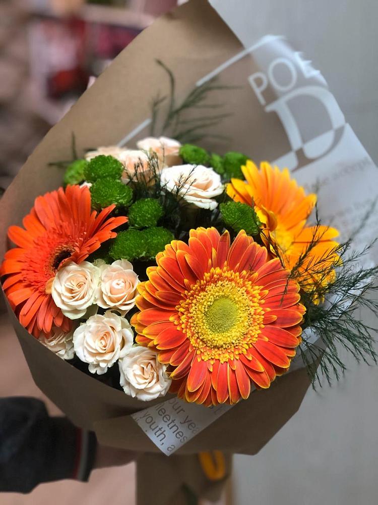 Букет цветов из: Герберы, Хризантемы и Розы в Покровке Воронежской области